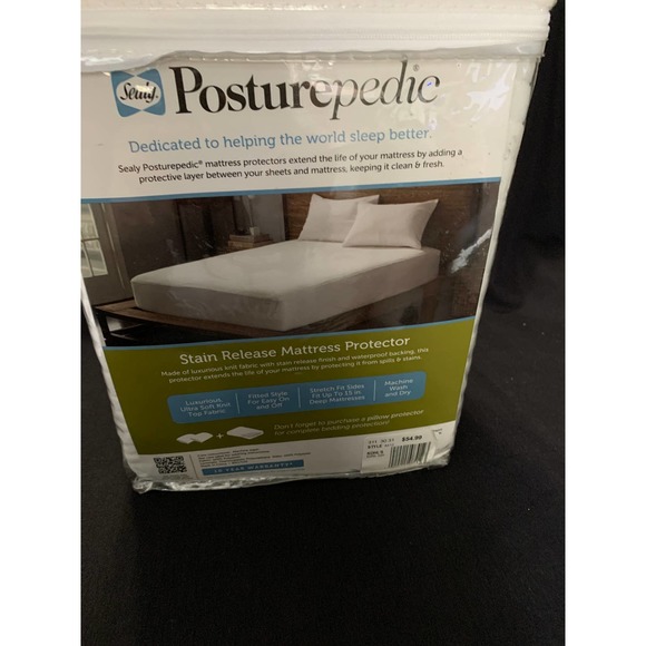 Sealy Posturepedic Full Size Luxury Knit Mattress Protector - New - Picture 1 of 4